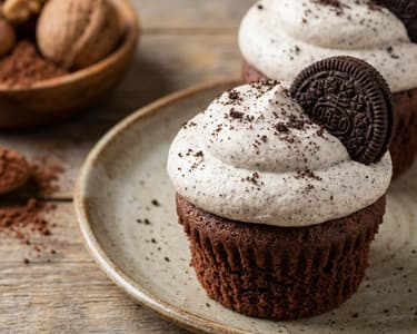 Oreo Cupcakes with Mascarpone Cream