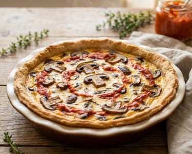 Quiche with Porcini Mushrooms and Ajvar