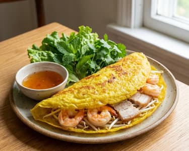 Banh Xeo – Knusprige vietnamesische Pfannkuchen mit Garnelen