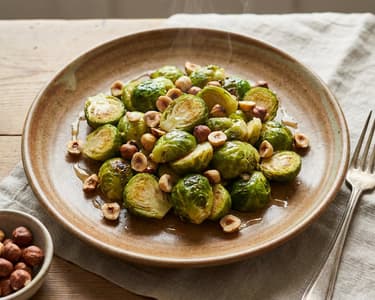 Warm Brussels Sprout Salad with Hazelnuts
