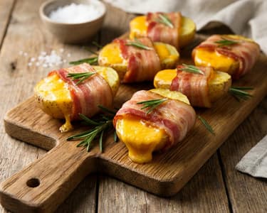 Potatoes in Bacon Wrap with Cheddar