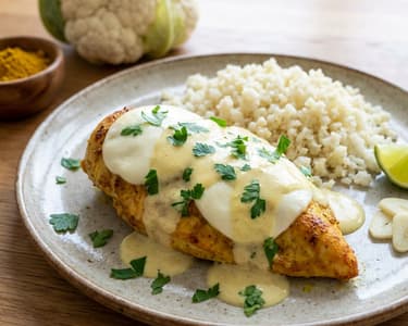 Curry Chicken Breast with Cauliflower Rice