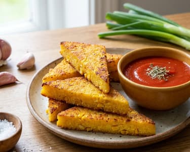 Crispy Polenta Patties with Tomato Dip
