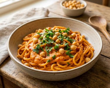 Vegan Chickpea Pasta with Bell Pepper Sauce