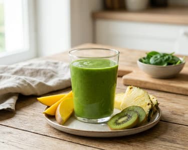 Green Smoothie with Mango, Pineapple and Kiwi | Fresh Kick in 15 Min.