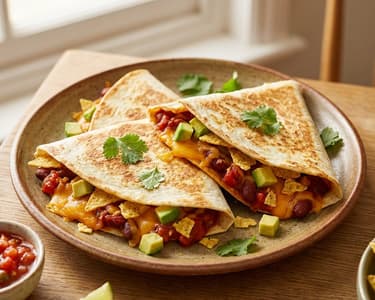 Mexican Roasted Tortillas with Beans and Avocado