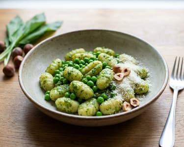 Gnocchi with Wild Garlic Pesto and Peas
