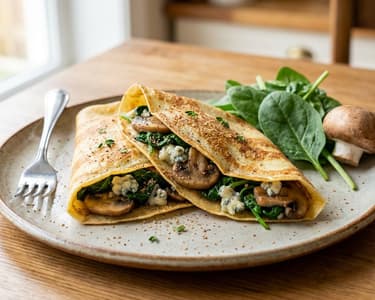 Palatschinken with Spinach and Roquefort
