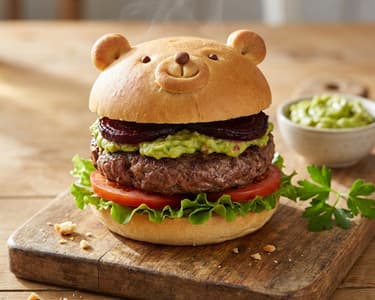 Bear Burgers with Guacamole and Beetroot
