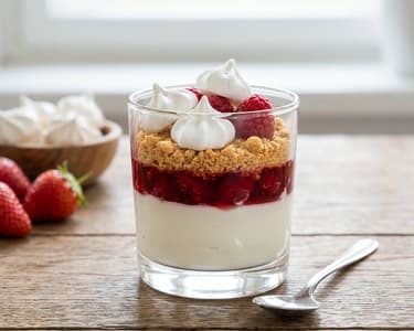 Fruit Dessert Glasses with Meringue and Quark Cream