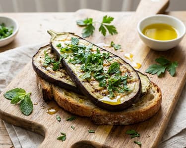 Bruschetta with Eggplant and Fresh Herbs