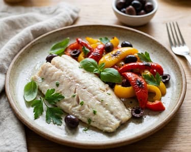 Confit Sea Bass with Roasted Bell Pepper Salad