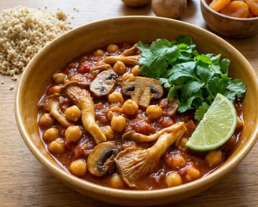 Vegetarian Pan with Chickpeas and Oyster Mushrooms
