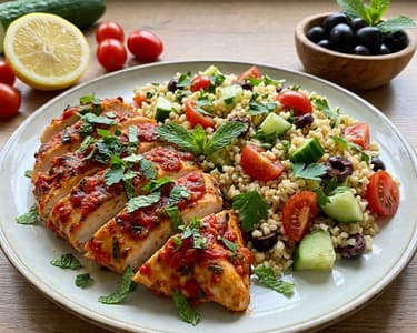 Chicken Breast in Tomato Marinade with Bulgur Salad