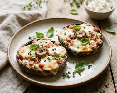 Stuffed Portobello Mushrooms with Ham and Ricotta