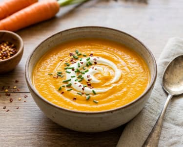 Creamy Carrot Cream Soup with Yogurt & Chili