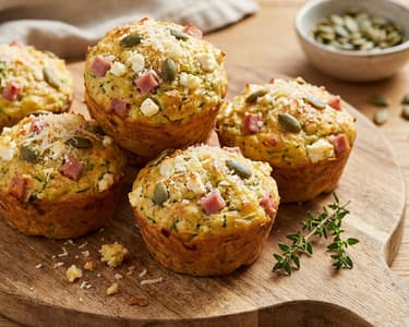 Savory Zucchini Muffins with Ham and Feta