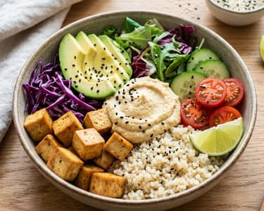 Buddha Bowl with Hummus and Baked Tofu