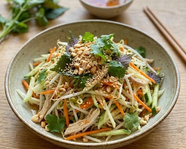 Vietnamese Kohlrabi Salad with Pulled Chicken (Nộm su hào)