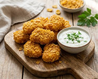 Knusprige Hendl-Nuggets mit Joghurt-Dip