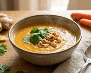 Pumpkin Cream Soup with Carrots and Ginger