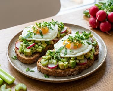 Avocado Toast with Fried Egg and Radishes