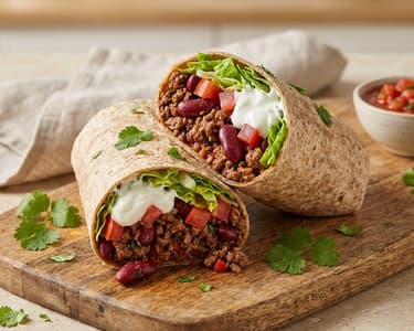 Hearty Burrito with Minced Beef & Beans