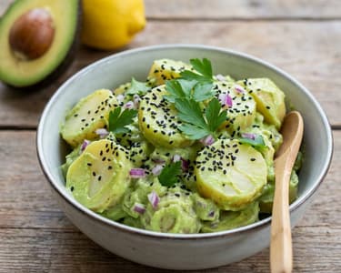 Creamy Potato Salad with Avocado & Black Sesame