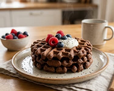 Chocolate Waffles | Fluffy Breakfast with Banana & Chia
