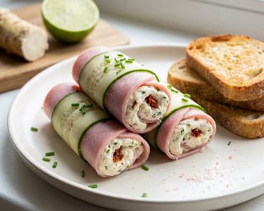Schinkenröllchen mit Limette und getrockneten Tomaten