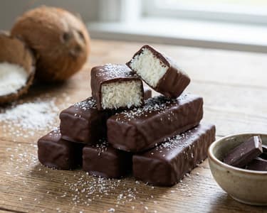 Homemade Coconut Bars with Dark Chocolate
