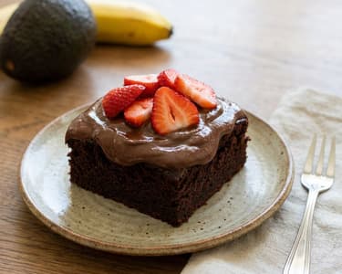 Moist Chocolate Cake with Avocado-Banana Glaze