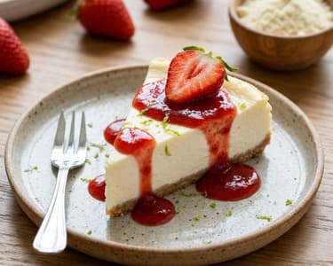 Light Yogurt Cheesecake with Strawberry Sauce
