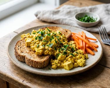 Creamy Tofu Scramble on Whole Wheat Bread