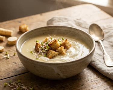Velvety Parsnip Cream Soup with Croutons