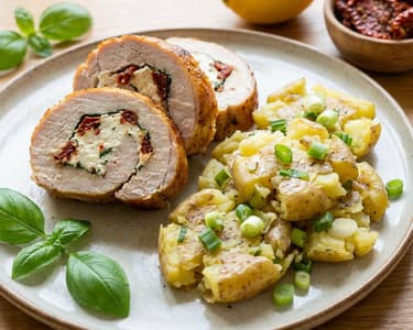Turkey Roulade with Ricotta and Mashed Potatoes