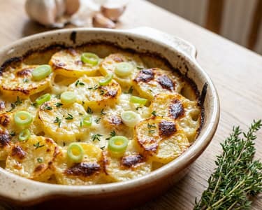 Potato Gratin with Sheep Cheese & Thyme