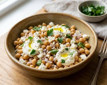 Quick Chickpea Salad with Ricotta & Feta