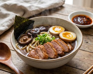 Hearty Duck Ramen with Shiitake & Egg