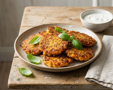 Crispy Carrot Patties with Smoked Tofu & Basil