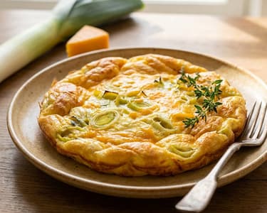 Frittata with Leek and Cheddar | Fluffy & Hearty