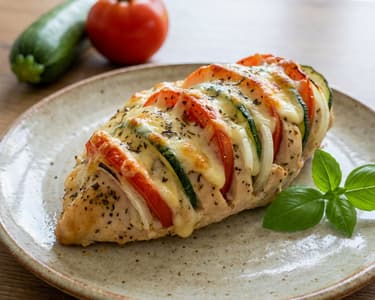Chicken Primavera with Zucchini and Mozzarella