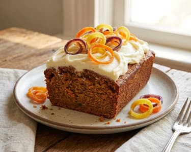 Juicy Carrot Cake with Candied Rainbow Carrots