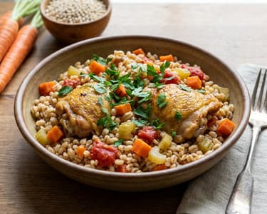Chicken Pilaf with Pearl Barley and Root Vegetables