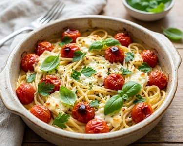 Spaghetti with Baked Feta and Cherry Tomatoes