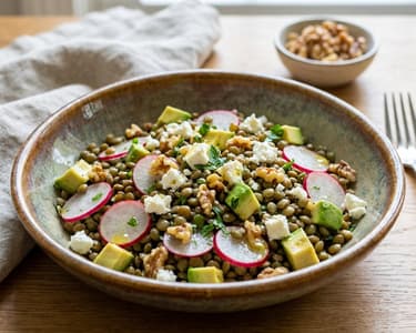 Lentil Salad with Radishes and Avocado