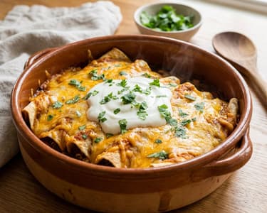 Vegetarian Bean Enchiladas with Cheddar