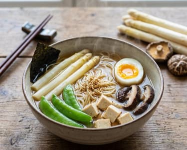 Spring Asparagus Ramen with White Asparagus & Tofu