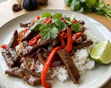 Beef Strips with Black Garlic | Asian & Quick