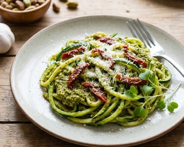 Zucchini Spaghetti with Pistachio Pesto
